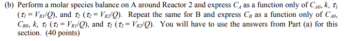 Solved A liquid-phase chemical reaction AB takes place in | Chegg.com