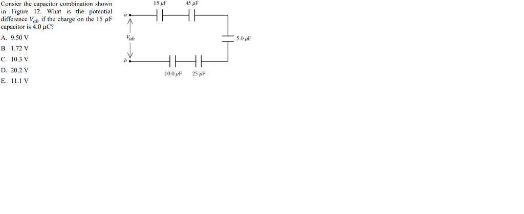 Solved 15pE 45 μF Consier the capacilor combination shown in | Chegg.com