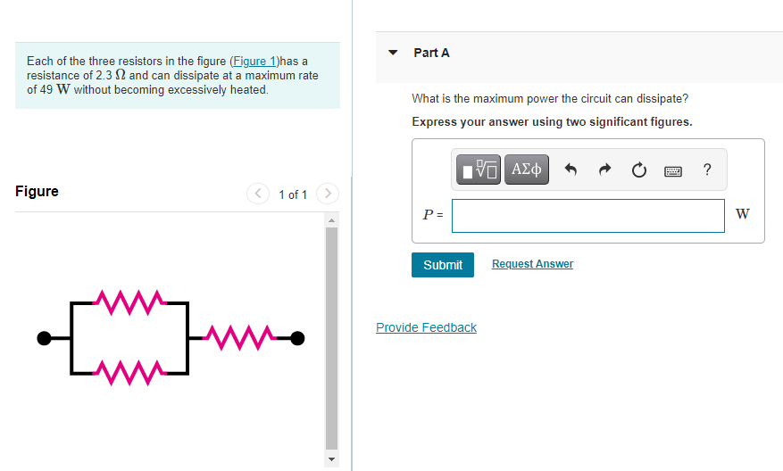 Solved Part A Each Of The Three Resistors In The Figure | Chegg.com