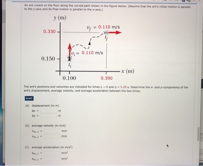 Solved An ant crawls on the floor along the curved path | Chegg.com