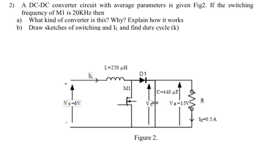 Solved 2) A DC-DC converter circuit with average parameters | Chegg.com