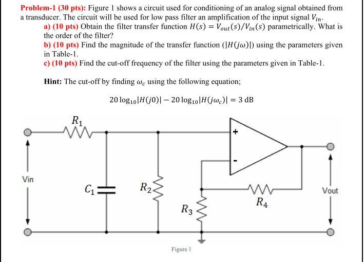 Solved Problem-1 (30pts) : Figure 1 shows a circuit used for | Chegg.com