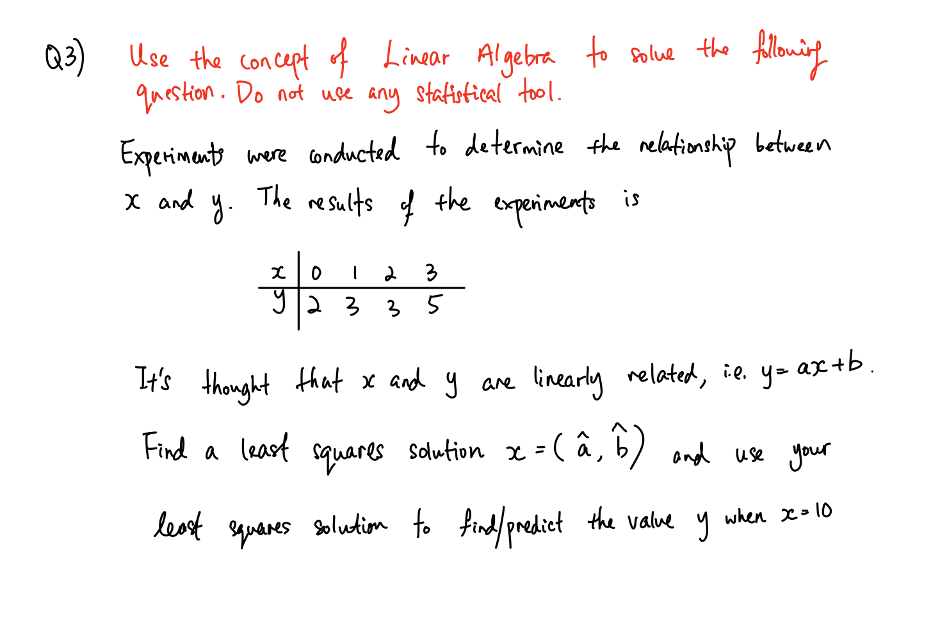 Solved Q3 Use The Concept Of Linear Algebra To Solue The Chegg Com