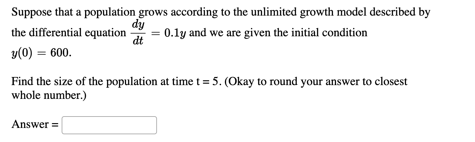 Solved Suppose that a population grows according to the | Chegg.com