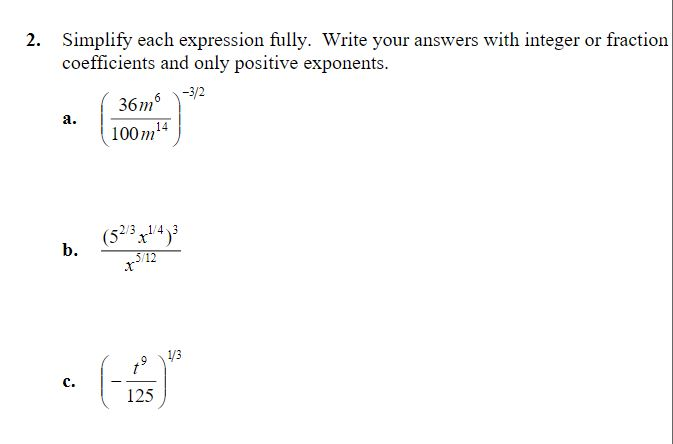 Solved 2. Simplify each expression fully. Write your answers | Chegg.com