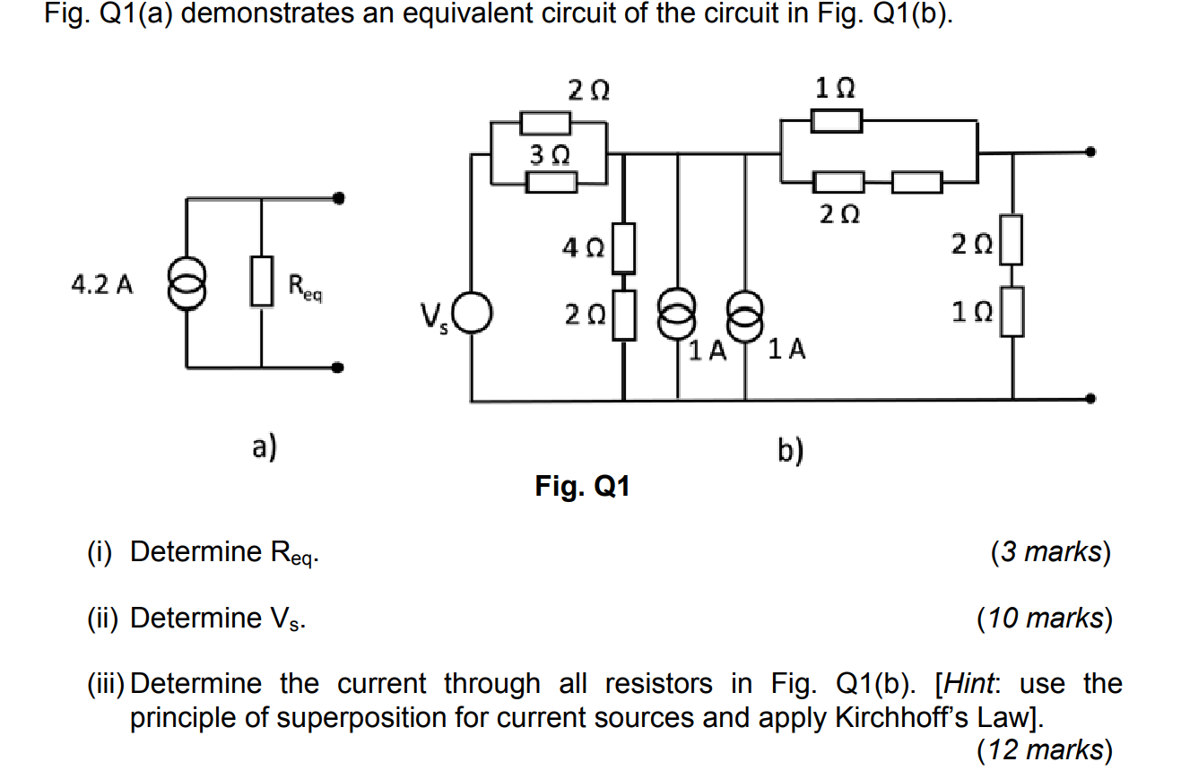 Solved Fig. Q1(a) demonstrates an equivalent circuit of the | Chegg.com