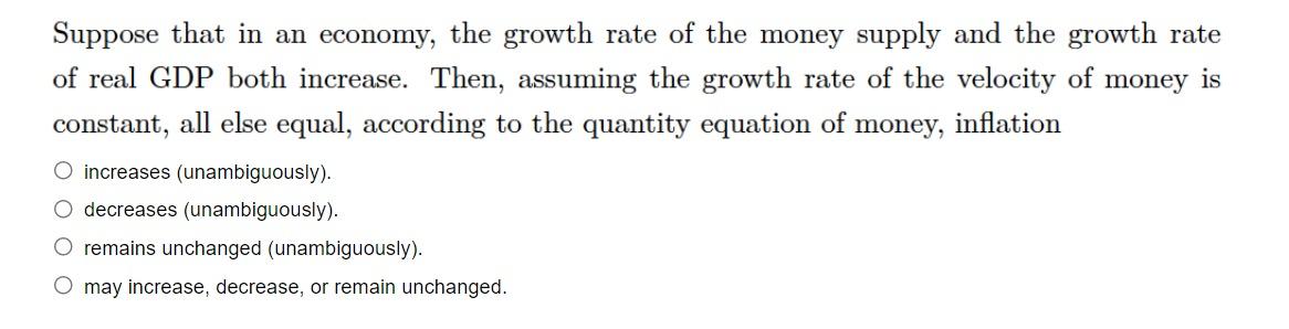 Solved Suppose that in an economy, the growth rate of the | Chegg.com