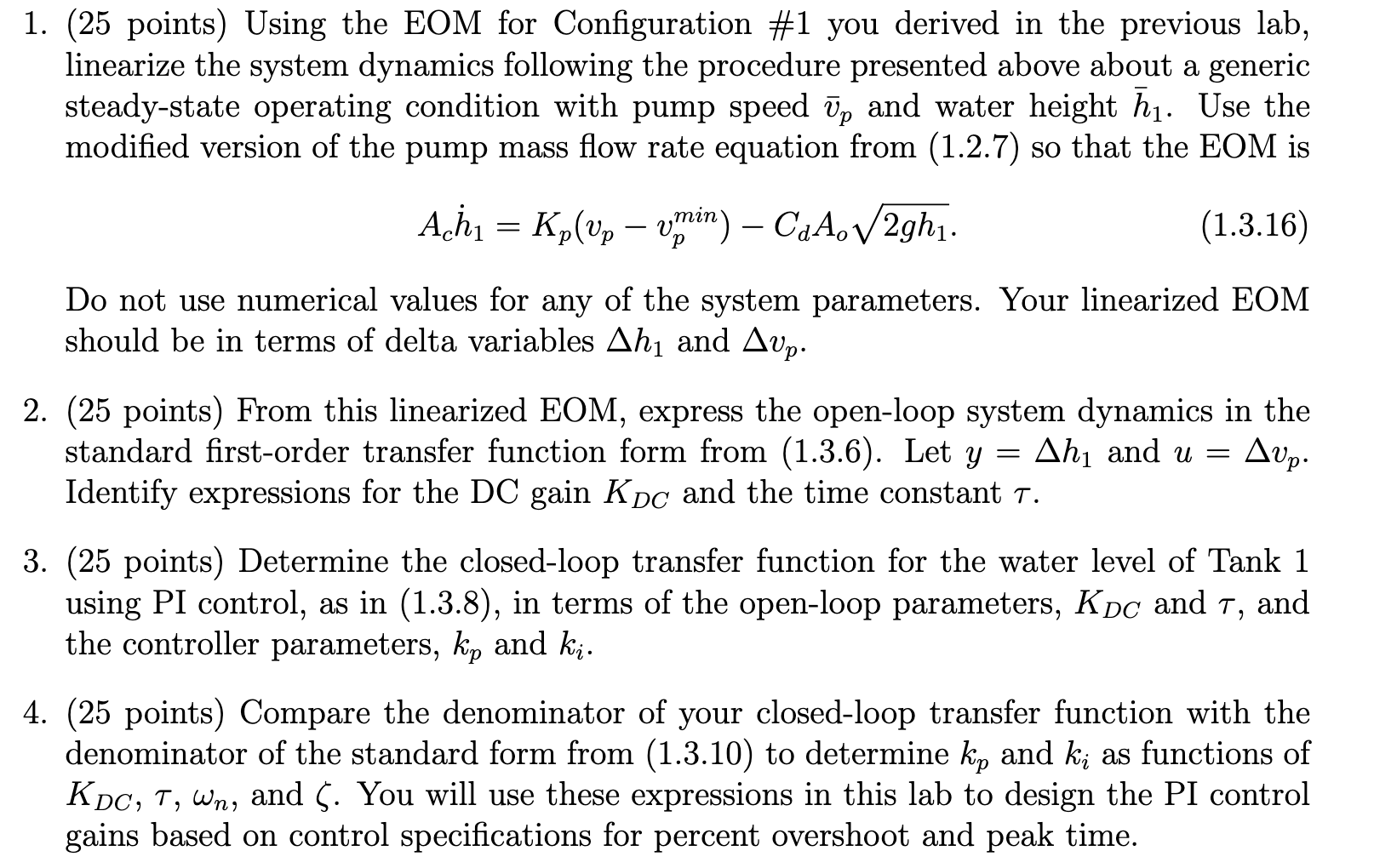 1. (25 points) Using the EOM for Configuration #1 you | Chegg.com