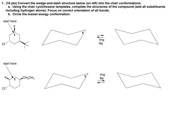 Solved 1 16 Pts Convert The Wedge And Dash Structure Chegg Com