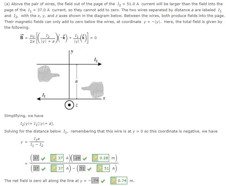 Solved One long wire carries current 37.0 A to the left | Chegg.com