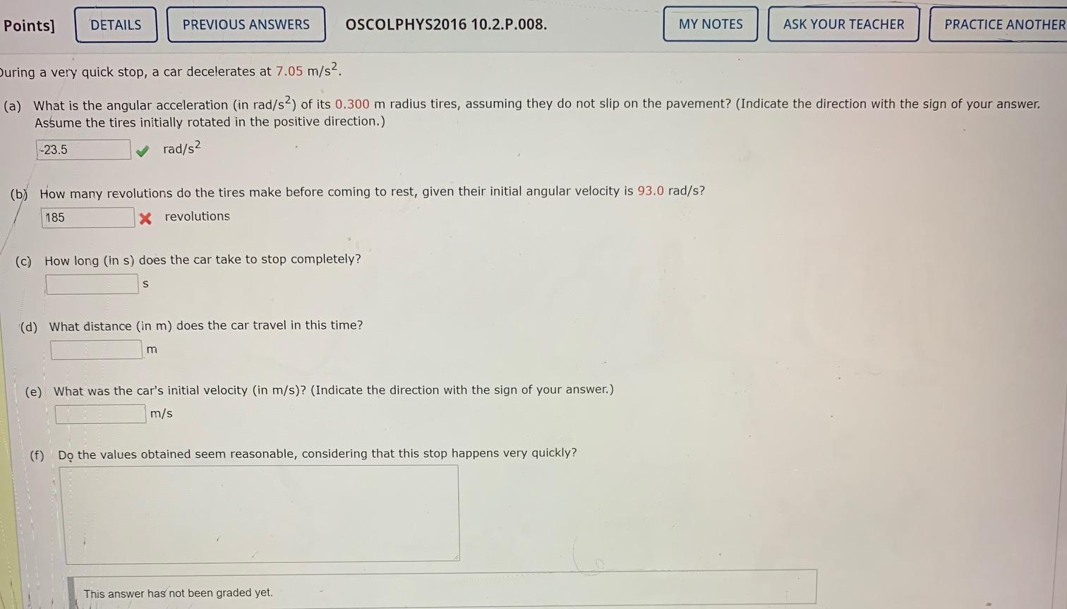 Solved Points] Details Previous Answers Oscolphys2016