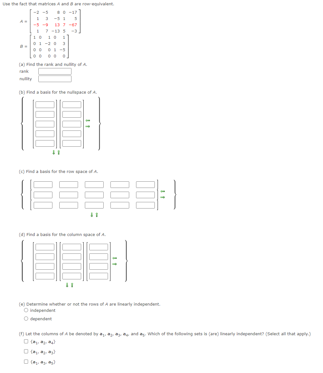 Solved Use the fact that matrices A and B are Chegg