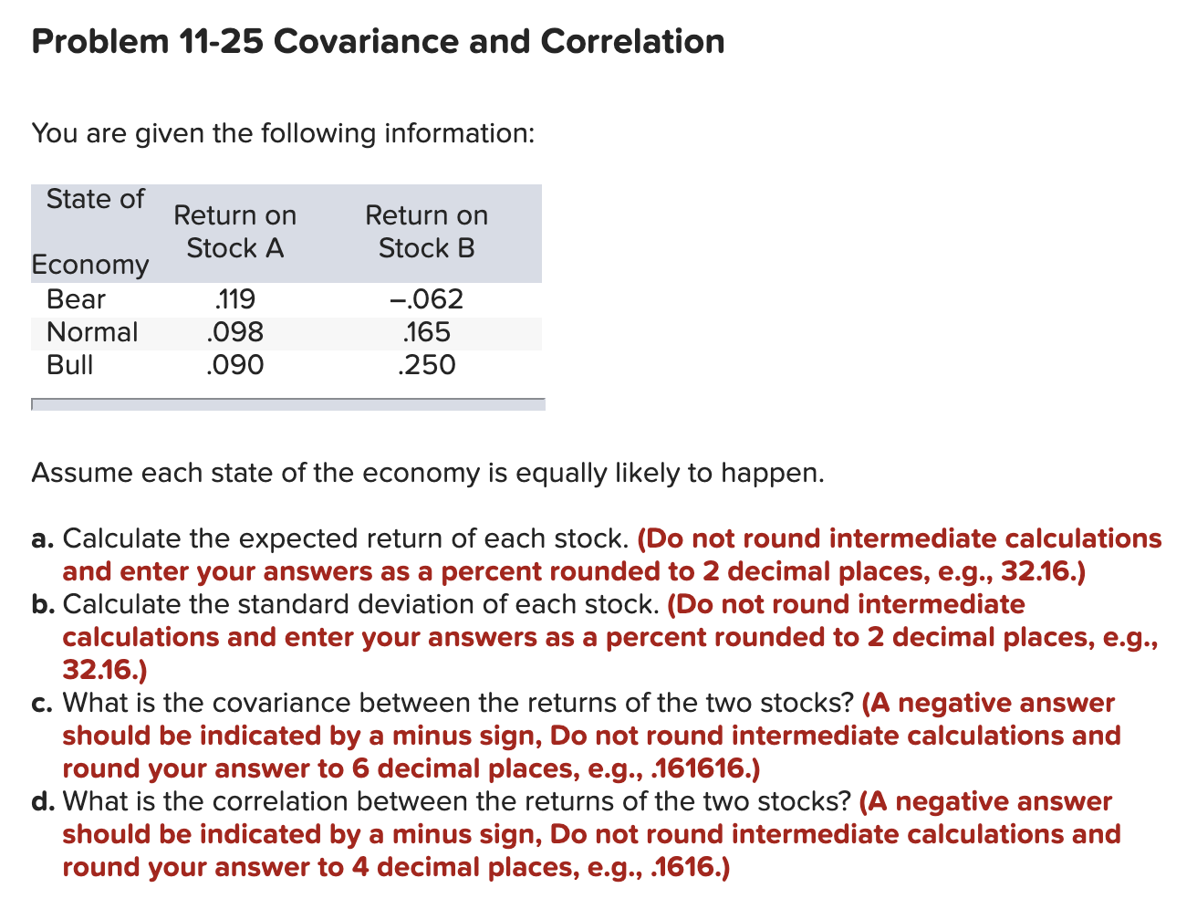 Solved Problem 11-25 Covariance and Correlation You are | Chegg.com