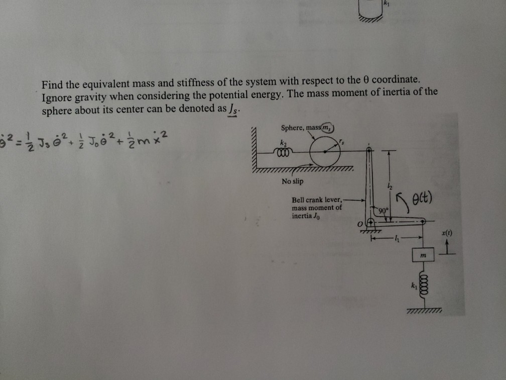 Solved find the equivalent mass and stiffness of the system | Chegg.com