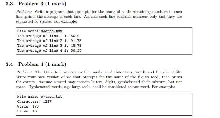 Solved 3.3 Problem 3 (1 mark) Problem: Write a program that | Chegg.com