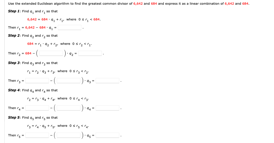 Solved Use the extended Euclidean algorithm to find the | Chegg.com