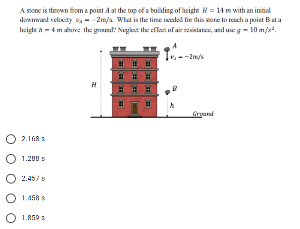 Solved A stone is thrown from a point A at the top of a | Chegg.com