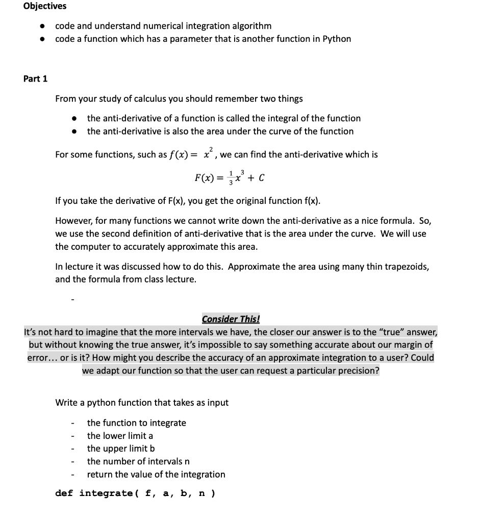 Objectives - code and understand numerical | Chegg.com