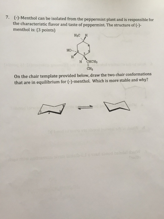 Solved 7. ()-Menthol can be isolated from the peppermint | Chegg.com