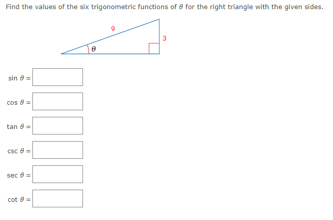 Solved Find the values of the six trigonometric functions of | Chegg.com
