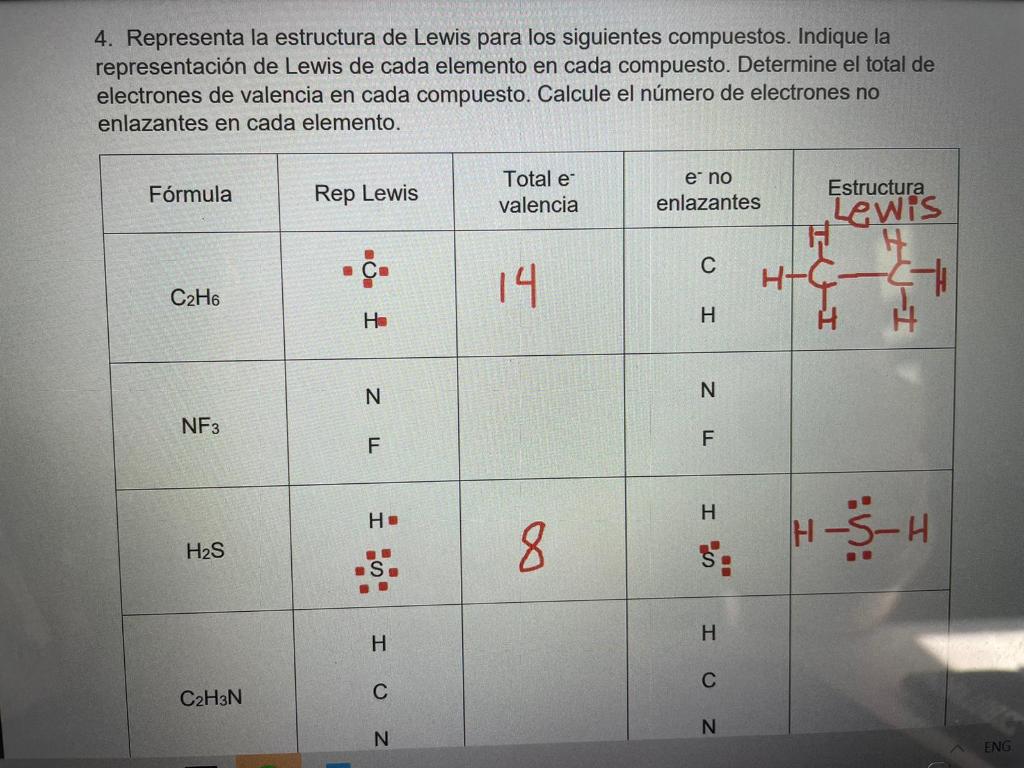 Solved 4 Representa La Estructura De Lewis Para Los 1196