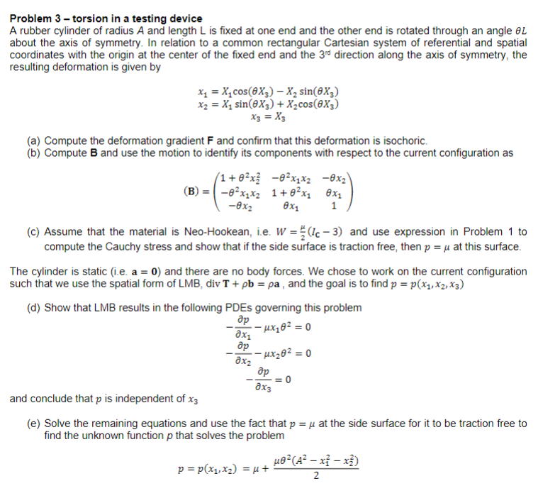 Solved Problem 3 - torsion in a testing device A rubber | Chegg.com
