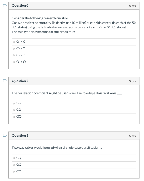 Question 6 5 pts Consider the following research | Chegg.com