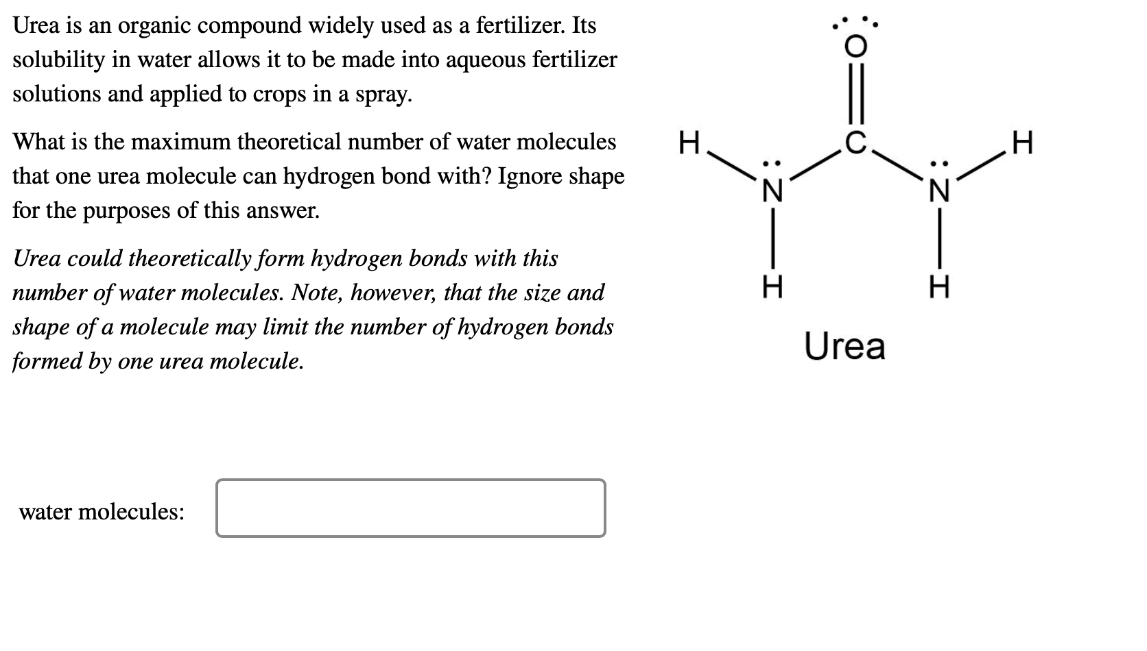 Solved Urea is an organic compound widely used as a
