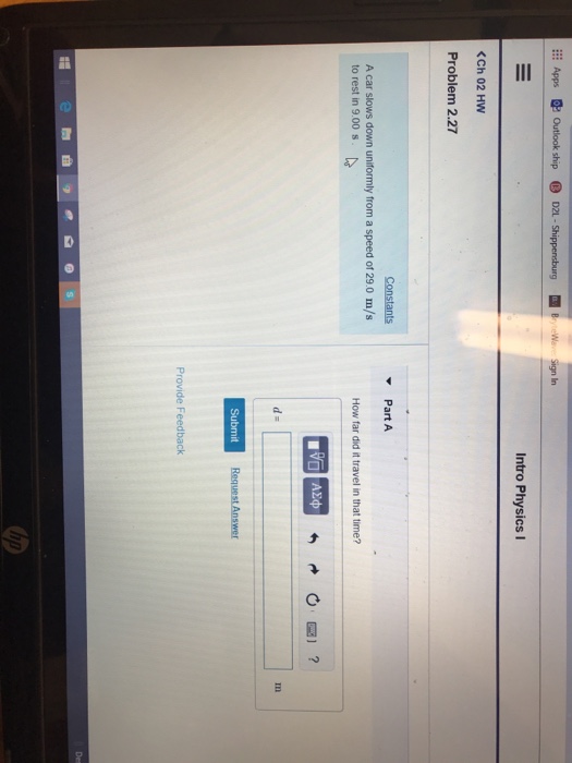 Solved I Apps Outlook Ship D2l Intro Physics Chegg