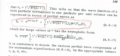 that \( c_{1}=t^{1} \sqrt{4 \pi(21+1)} \). This tells us that the wave function of a free particle normalized to one particle