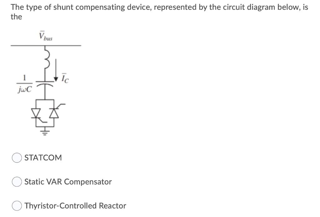 Solved The type of shunt compensating device, represented by | Chegg.com