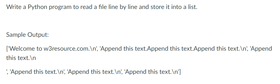 Solved Write a Python program to read a file line by line | Chegg.com