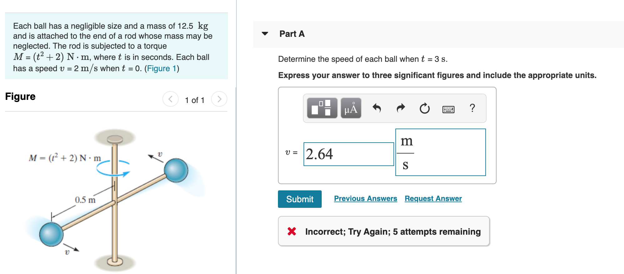 Solved Part A and is attached to the end of a rod whose mass | Chegg.com