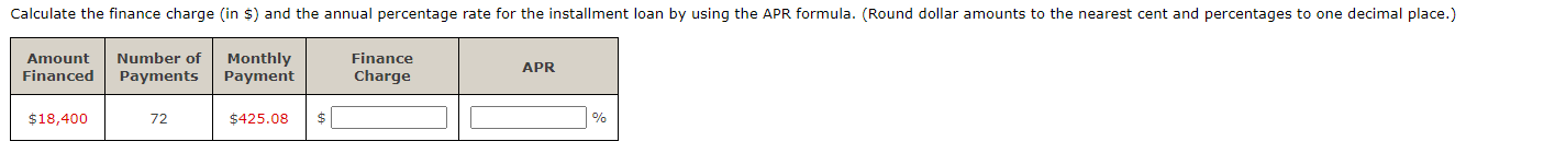 Solved Calculate the amount financed, the finance charge, | Chegg.com