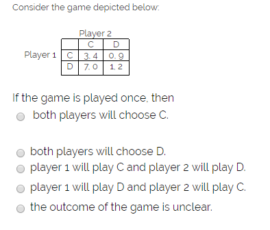 Solved Consider the game depicted below: Player 2 JCD Player | Chegg.com