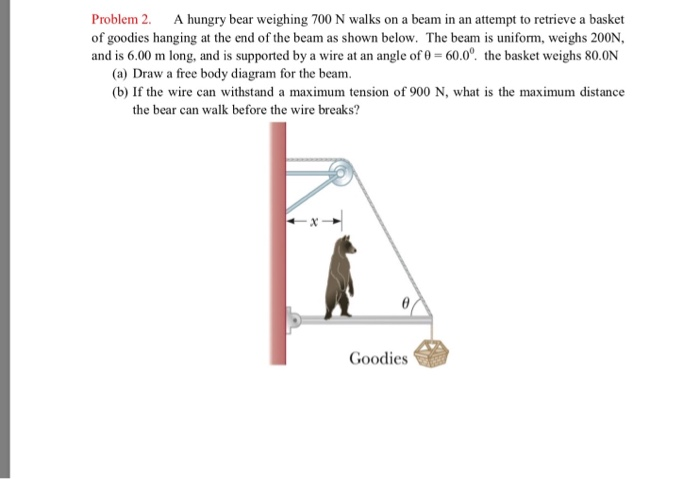 Solved Problem 2. A hungry bear weighing 700 N walks on a | Chegg.com