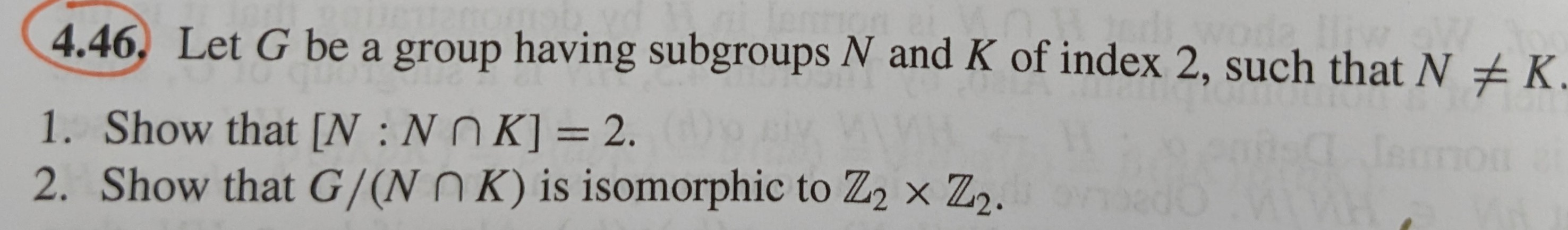 Solved 4.46. Let G Be A Group Having Subgroups N And K Of | Chegg.com