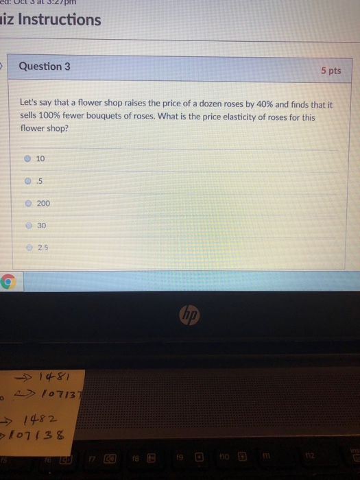 Solved 7phi iz Instructions Question 3 5 pts Let's say that | Chegg.com