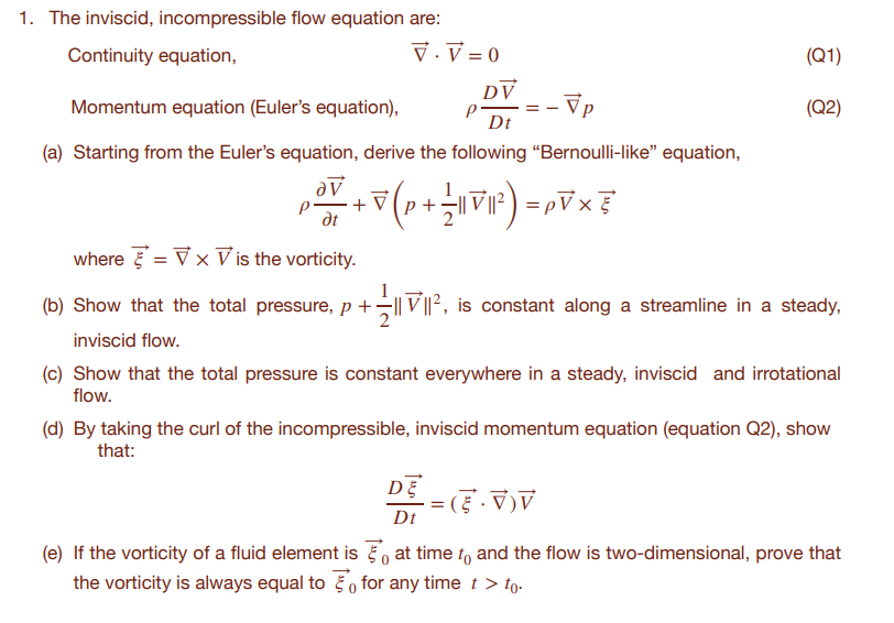 Solved Op V(p+101) – Rūx7 + V 1. The Inviscid, | Chegg.com