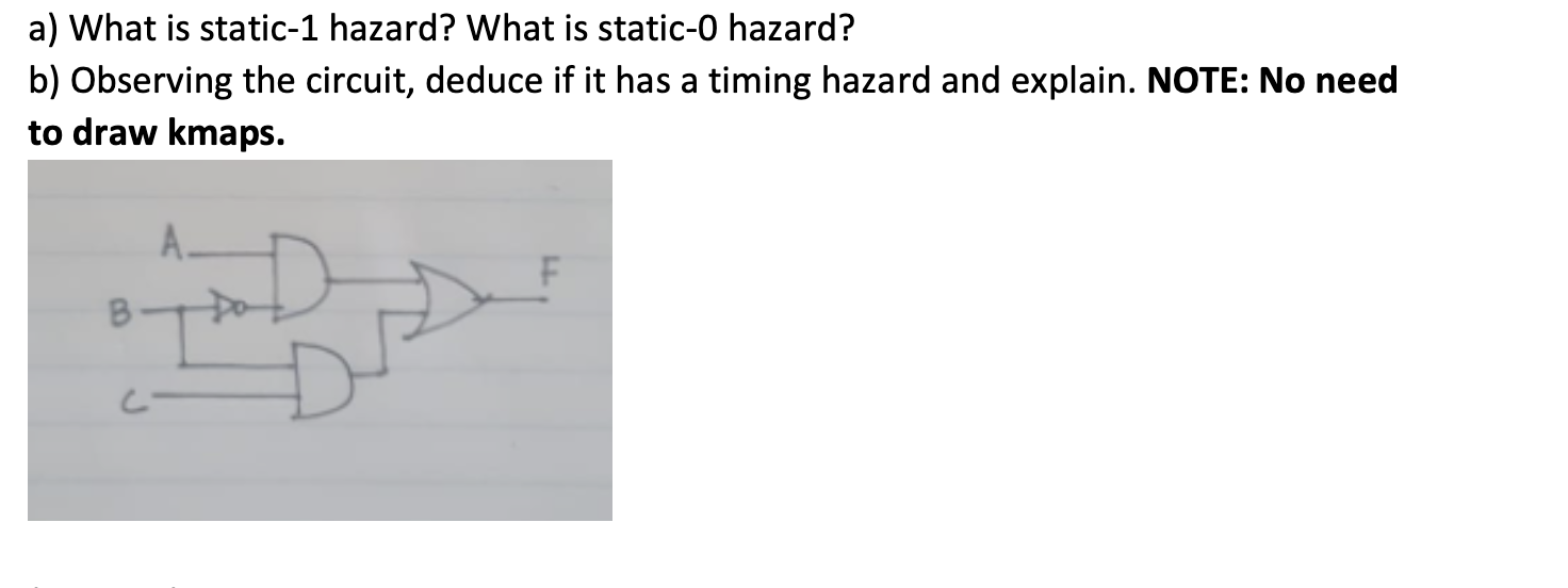 Solved a) What is static-1 hazard? What is static-0 hazard? | Chegg.com