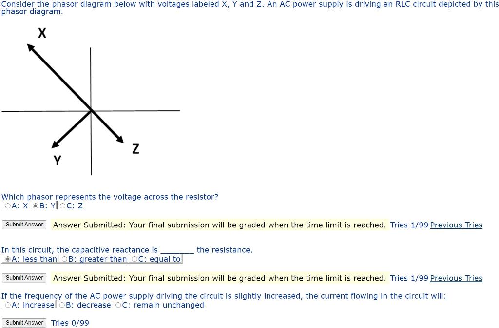 Solved Consider the phasor diagram below with voltages | Chegg.com