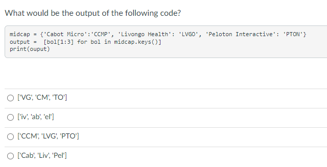 Solved What would be the output of the following code? | Chegg.com