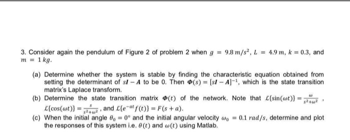 Solved 2. For The Simple Pendulum Shown In Figure 2, The | Chegg.com