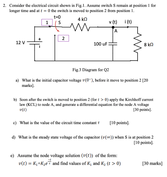 Solved 2. Consider the electrical circuit shown in Fig.1. | Chegg.com