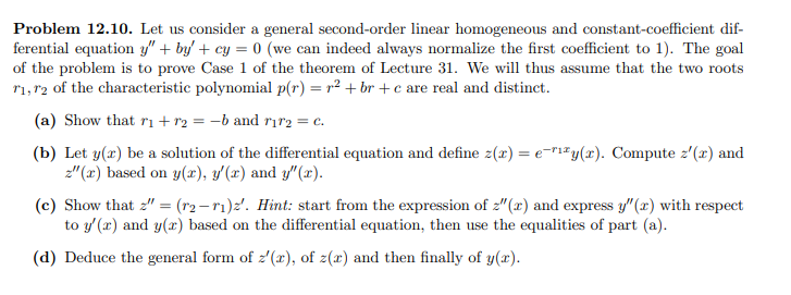 Solved Problem 12.10. Let us consider a general second-order | Chegg.com