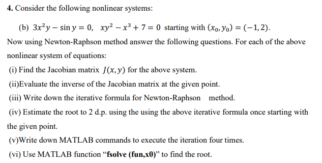 Solved Consider The Following Nonlinear Systems: (b) 3(𝑥^2) | Chegg.com