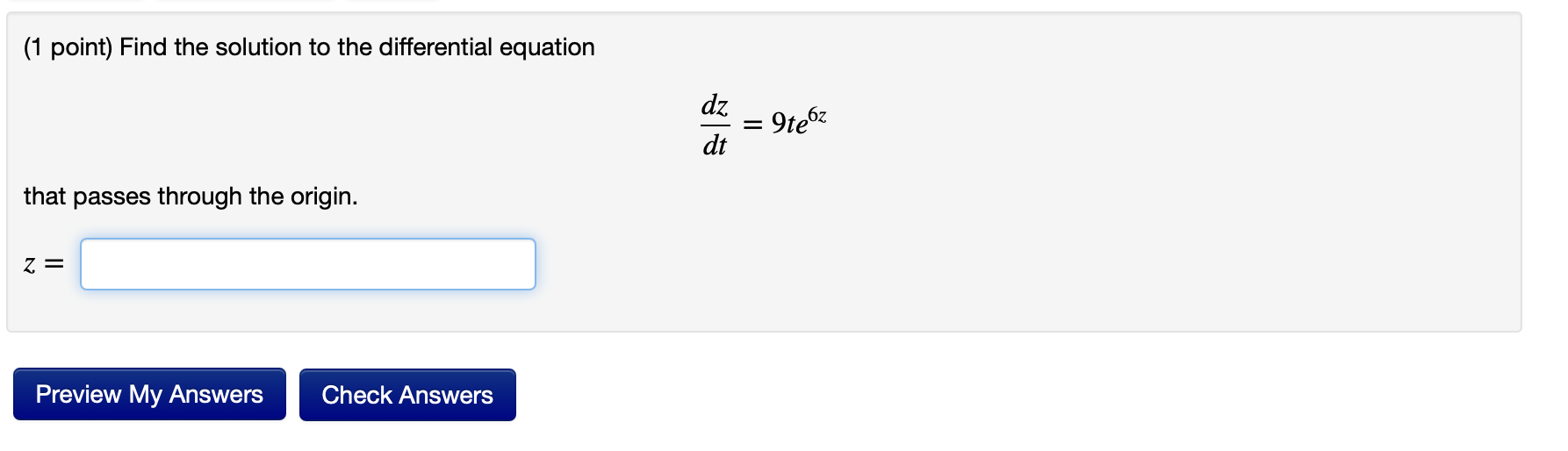 Solved (1 point) Find the solution to the differential | Chegg.com