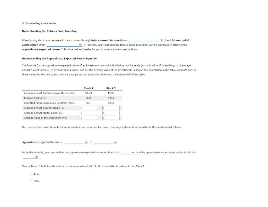 Solved 3. Forecasting Stock Value Understanding The Returns | Chegg.com