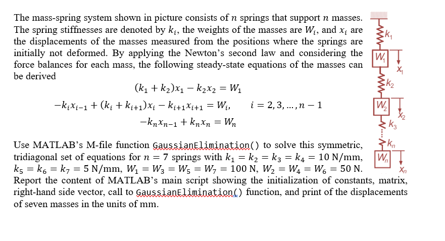 Solved The mass-spring system shown in picture consists of n | Chegg.com