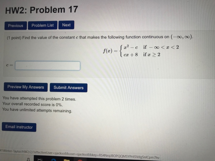 Solved Hw2: Problem 17 Previous Problem List Next (1 point) | Chegg.com